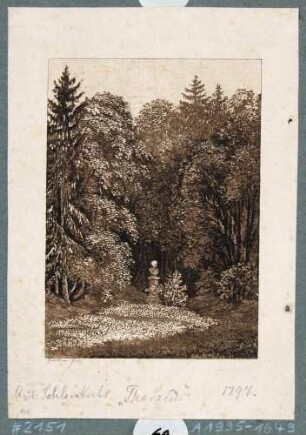 Eine Büste im Wald bei Tharandt, aus: Schlenkert, Tharand, 1797.