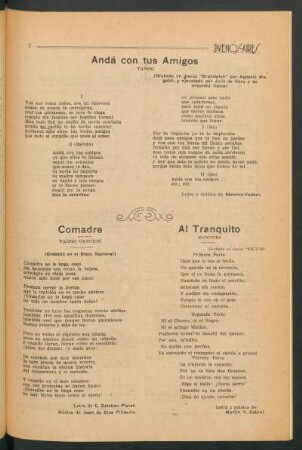 Comadre : Tango canción (Grabado en el Disco Nacional)