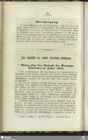 Zur Statistik der landw. Versuchs-Stationen