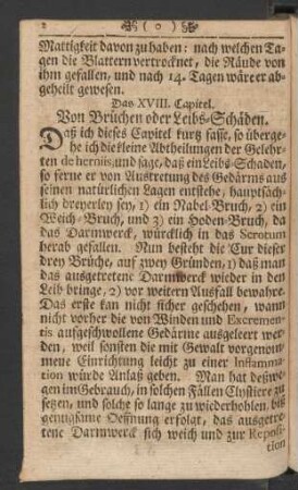 Das XVIII. Capitel. Von Brüchen oder Leibs-Schäden