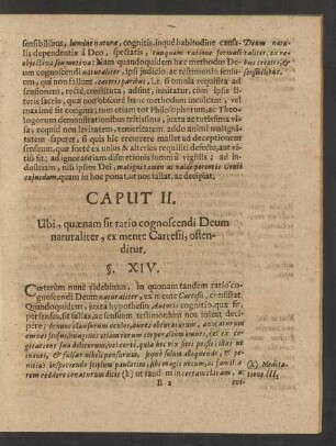 Caput II. Ubi, quaenam fit ratio cognoscendi Deum naturaliter, ...