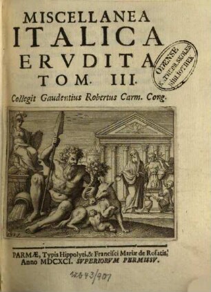 Miscellanea Italica Erudita, 3