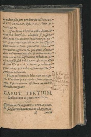 Caput Tertium. Refutandur argumenta Piscatoris.