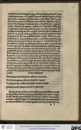 In hoc textu ponit auripigmentum medicinam curativam fistule dicens quod emplastrum factum ex auripigmento sulphure calce et sapone...