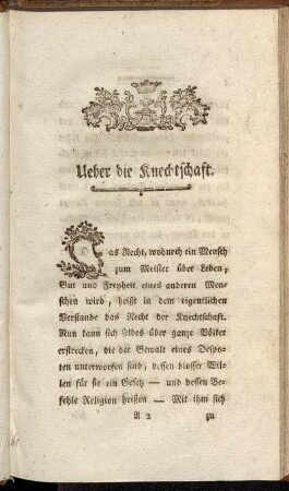 Ueber die Knechtschaft.