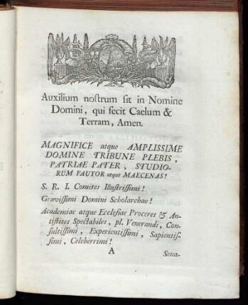 Auxilium nostrum sit in Nomine Domini ...