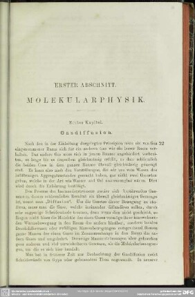 Erster Abschnitt. Molekularphysik