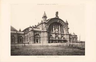 Hauptbahnhof, Frankfurt/Main: Ansicht Empfangsgebäude (aus: Atlas zur Zeitschrift für Bauwesen, hrsg. v. Ministerium der öffentlichen Arbeiten, Jg. 41, 1891)
