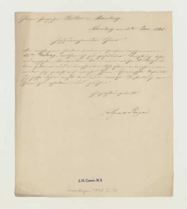 Brief von J. Heerdegen an Joseph Heller