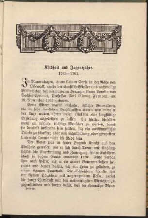 Kindheit und Jugendjahre. 1763-1791.