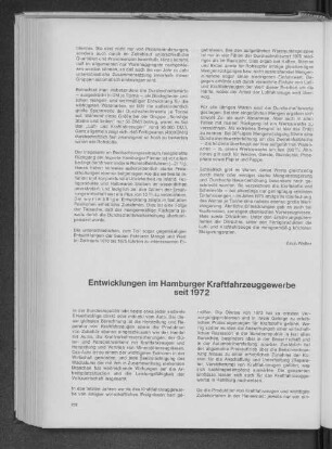 Entwicklungen im Hamburger Kraftfahrzeuggewerbe seit 1972