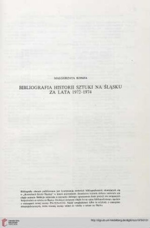 Bibliografia historii sztuki na Śląsku za lata 1972-1974