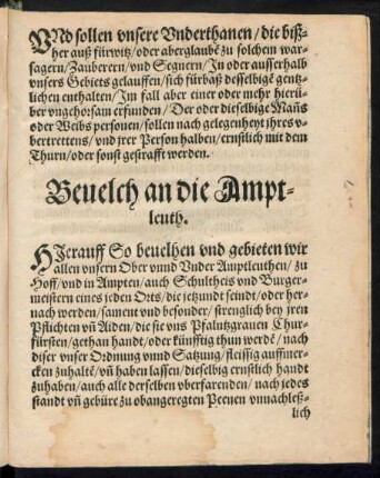 Bevelch an die Amptleuth.