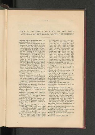 6. Index to Vols. to XXXIV. of Proceedings of the Institute.