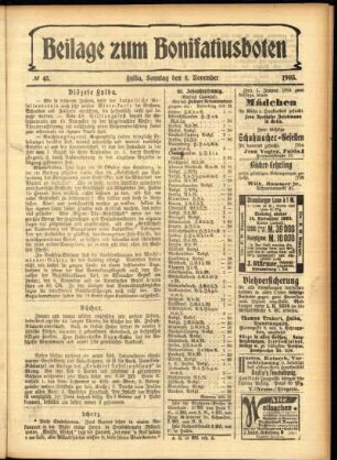 Zweite Ausgabe vom Sonntag, den 08. November 1903.