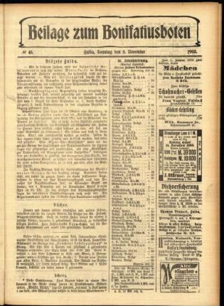 Zweite Ausgabe vom Sonntag, den 08. November 1903.