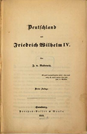 Deutschland und Friedrich Wilhelm IV.