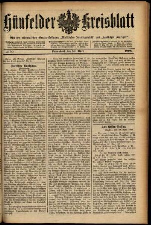 Ausgabe vom Samstag, den 30. April 1898.
