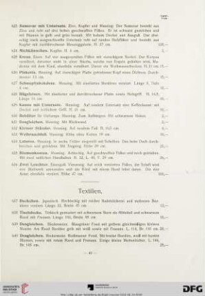 Textilien (Nr. 637 - 657)