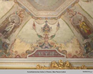 Freskendekoration mit Allegorien der vier Erdteile, Grotesken und Ornamente sowie der Ceres