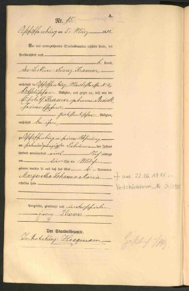Standesamtsbuch der Stadt Aschaffenburg: Geburten 365/1900 - 184/1901