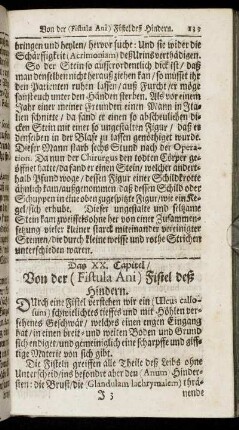 Das XX. Capitel. Von der (Fistula Ani) Fistel deß Hindern.