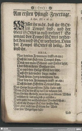 Am ersten Pfingst-Feyertage