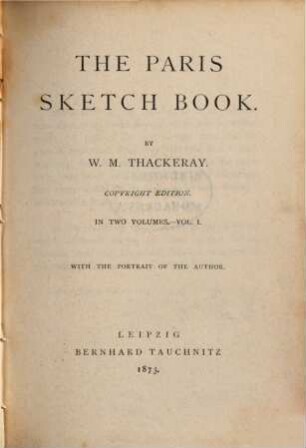 The Paris sketch book : with the portrait of the author, 1