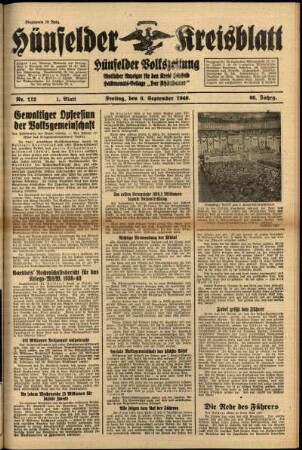 Erste Ausgabe vom Freitag, den 06. September 1940.