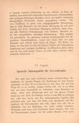 VI. Capitel. Specielle Nahrungsdiät für Nervenkranke