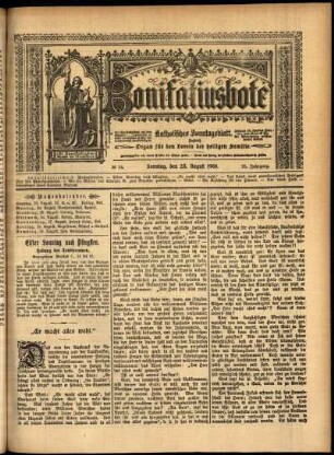 Erste Ausgabe vom Sonntag, den 23. August 1908.