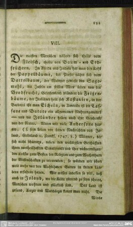 VIII. Die meisten Menschen nähren sich theils vom ...