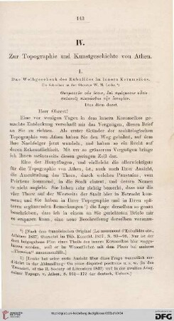 IV: Zur Topographie und Kunstgeschichte von Athen