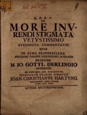 De more inurendi stigmata vetustissimo succincta commentatio
