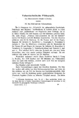 Voluntaristische Pädagogik : (Schluß)