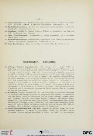 Stammbücher. – Silhuetten (Nr. 306-340)