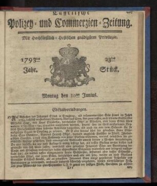 23tes Stueck, Montag den 10ten Junius. 1793