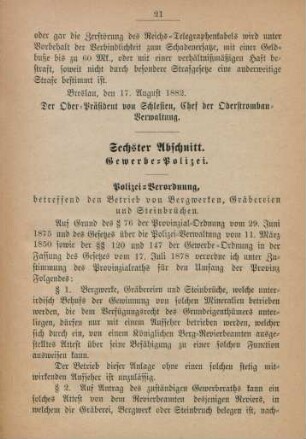Sechster Abschnitt. Gewerbe-Polizei