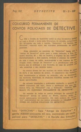 Concurso permanente de contos policiaes de Detective
