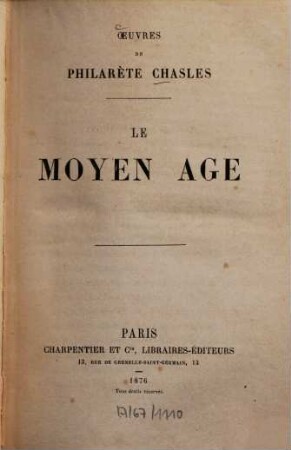 Le moyen âge