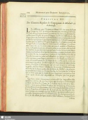 Chapitre XV. De Chanoines Reguliers de Congregations de Marbach & d'Arouaise