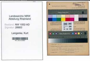 Entnazifizierung Kurt Langanke, geb. 14.10.1914 (Schauspieler)