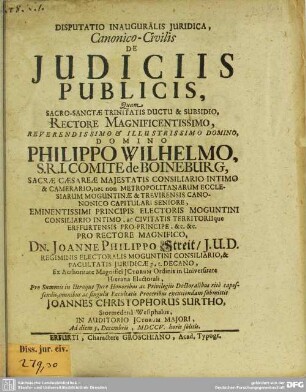 Disputatio Inauguralis Iuridica, Canonico-Civilis De Iudiciis Publicis