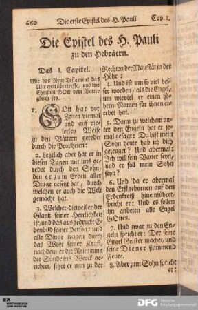 Die Epistel des H. Pauli zu den Hebräern.