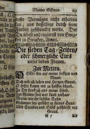 Die sieben Tag-Zeiten, oder schmertzliche Curs unser lieben Frauen
