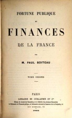Fortune publique et finances de la France. 2