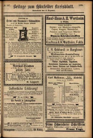 Zweite Ausgabe vom Samstag, den 17. Dezember 1898.