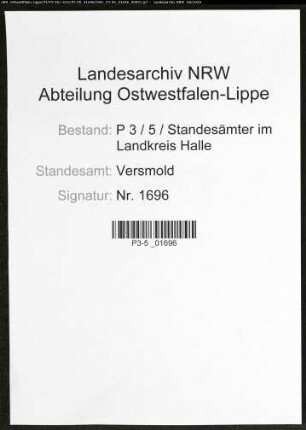 Namensverzeichnis Versmold, Todesfälle