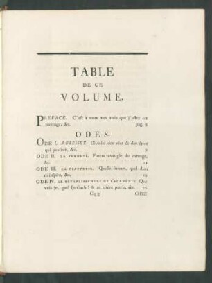Table De Ce Volume.