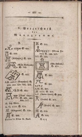 V. Verzeichnis der Monogramme.